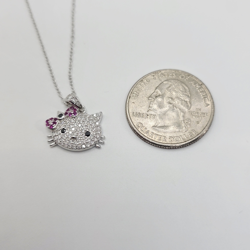 Hello Kitty MOISSANITE Silver Pendant Necklace - Picture 3 of 5